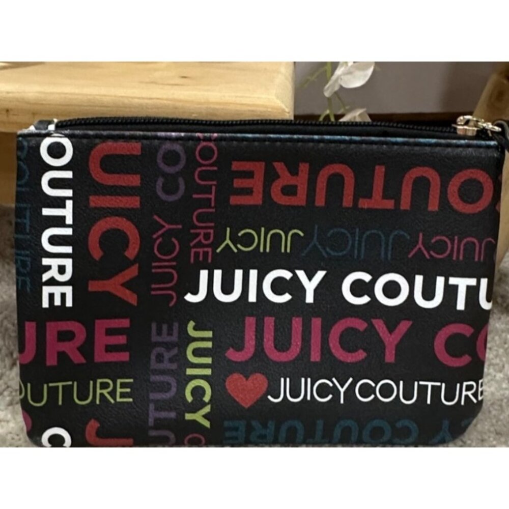 Juicy Couture Womens Multicolor Logo Clutch or Cosmetic Bag With Zipper